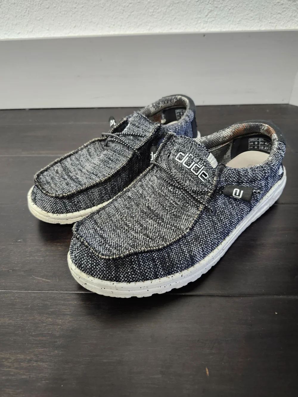 Hey Dude Men's Black & Gray Woven Slip-On Loafers